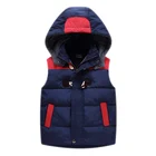 Осень-зима 2021, плотный жилет для мальчиков, детская теплая верхняя одежда с капюшоном, Детское пальто, куртка без рукавов для маленьких девочек, пуховая хлопковая безрукавка