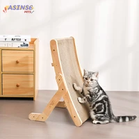 solid wood anti cat scratcher cat scratch board kitten corrugated paper pad vertical grinding nail scraper mat pet cat toys