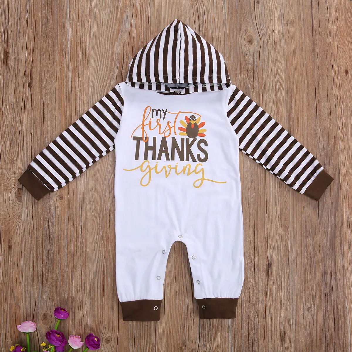 Детский комбинезон с капюшоном на Рождество/День благодарения длинными рукавами