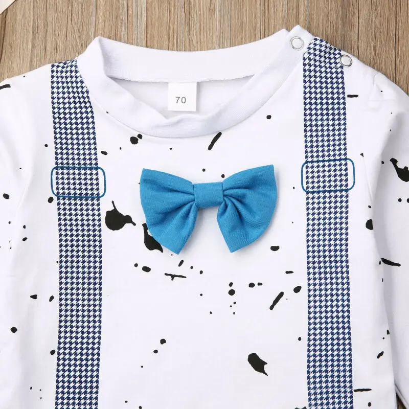 Милый деловой костюм для малышей от 0 до 24 месяцев Одежда новорожденных мальчиков