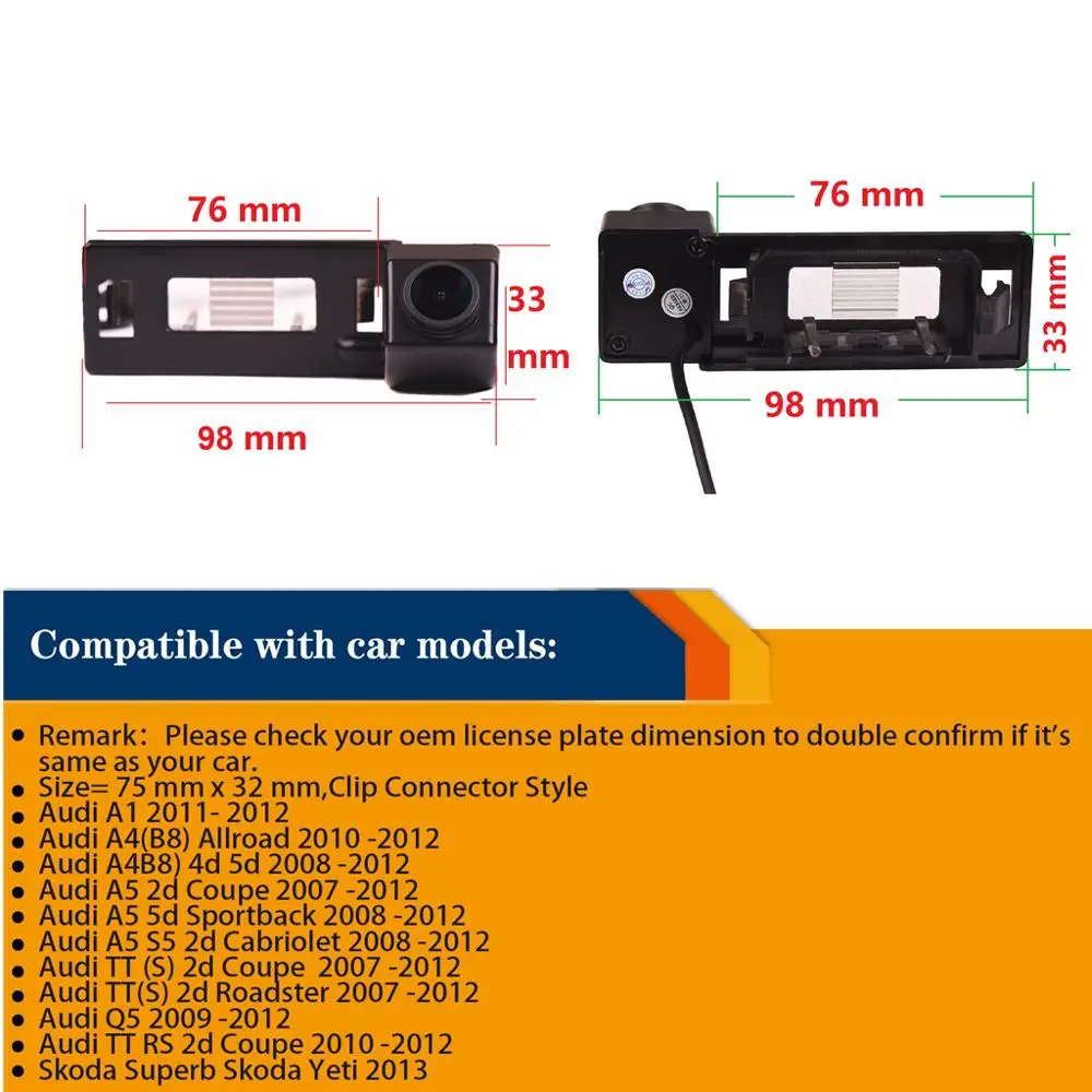 HD 1280x720P специальная автомобильная камера заднего вида для Audi A1 A4 B8 A5 2D 5D S5 TT Roadster Q5