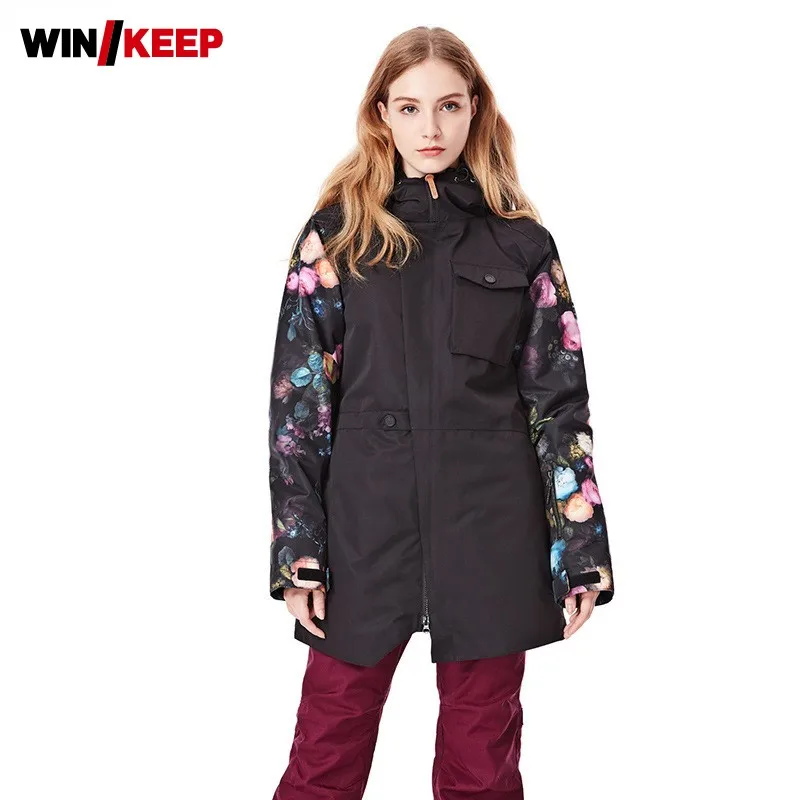 Зимняя женская брендовая высокое качество Лыжная куртка с капюшоном класса люкс