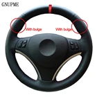 Чехол рулевого колеса автомобиля Мужская прошитая вручную обувь черного цвета из искусственной кожи красный маркер для BMW E90 320i 325i 330i 335i E87 120i 130i 120d