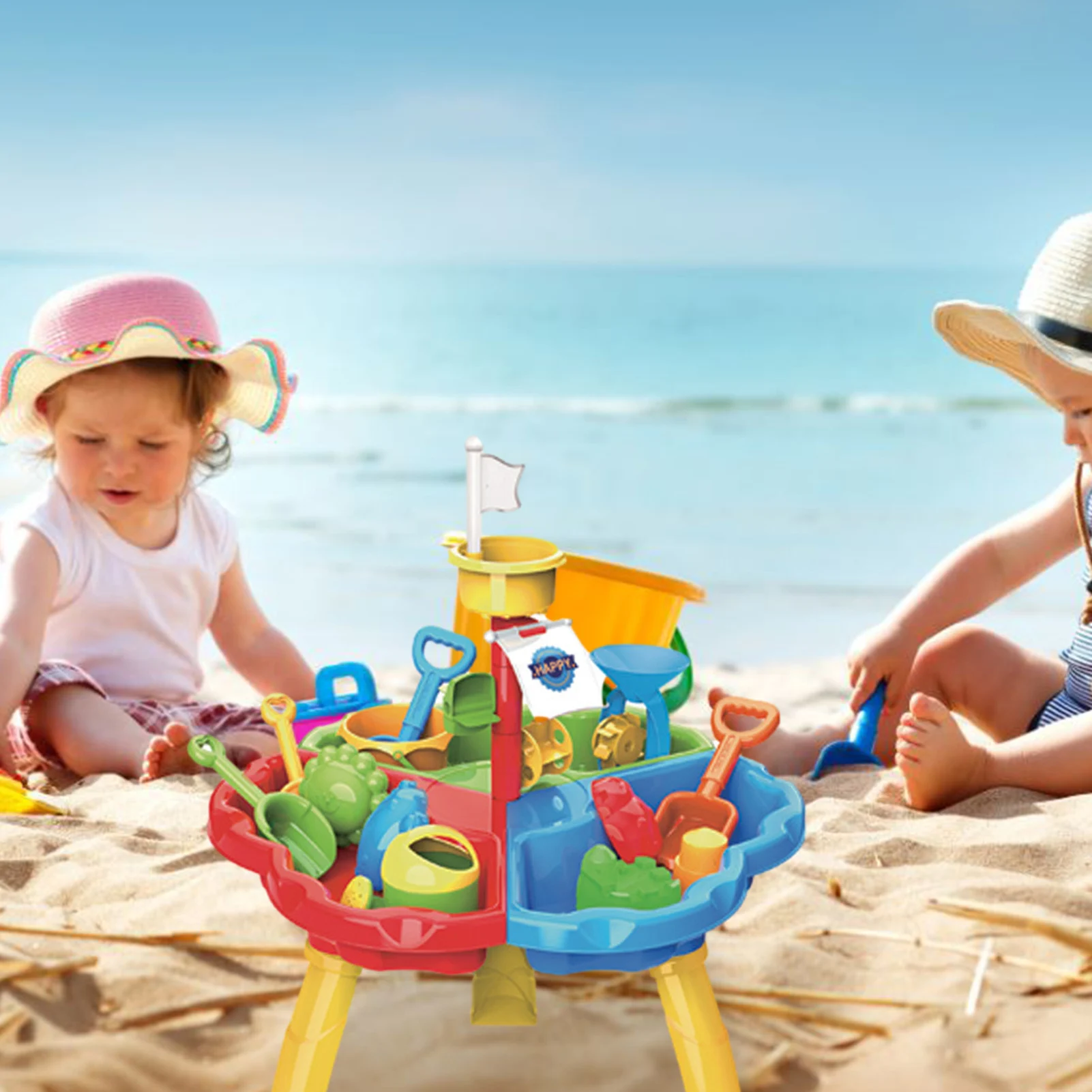 

Creative Baby Beach Toy Summer Sand Water Table Box Baby Kids Children Outdoor Beach Waterwheel Toys Family Play Toys Set kind