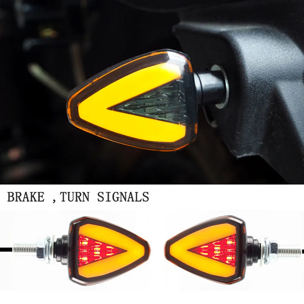 

2Pcs High Quality Motorcycle LED Stereo Triangle Turn Signal Electric Motorcycle Modification Signal Light with Brake Light