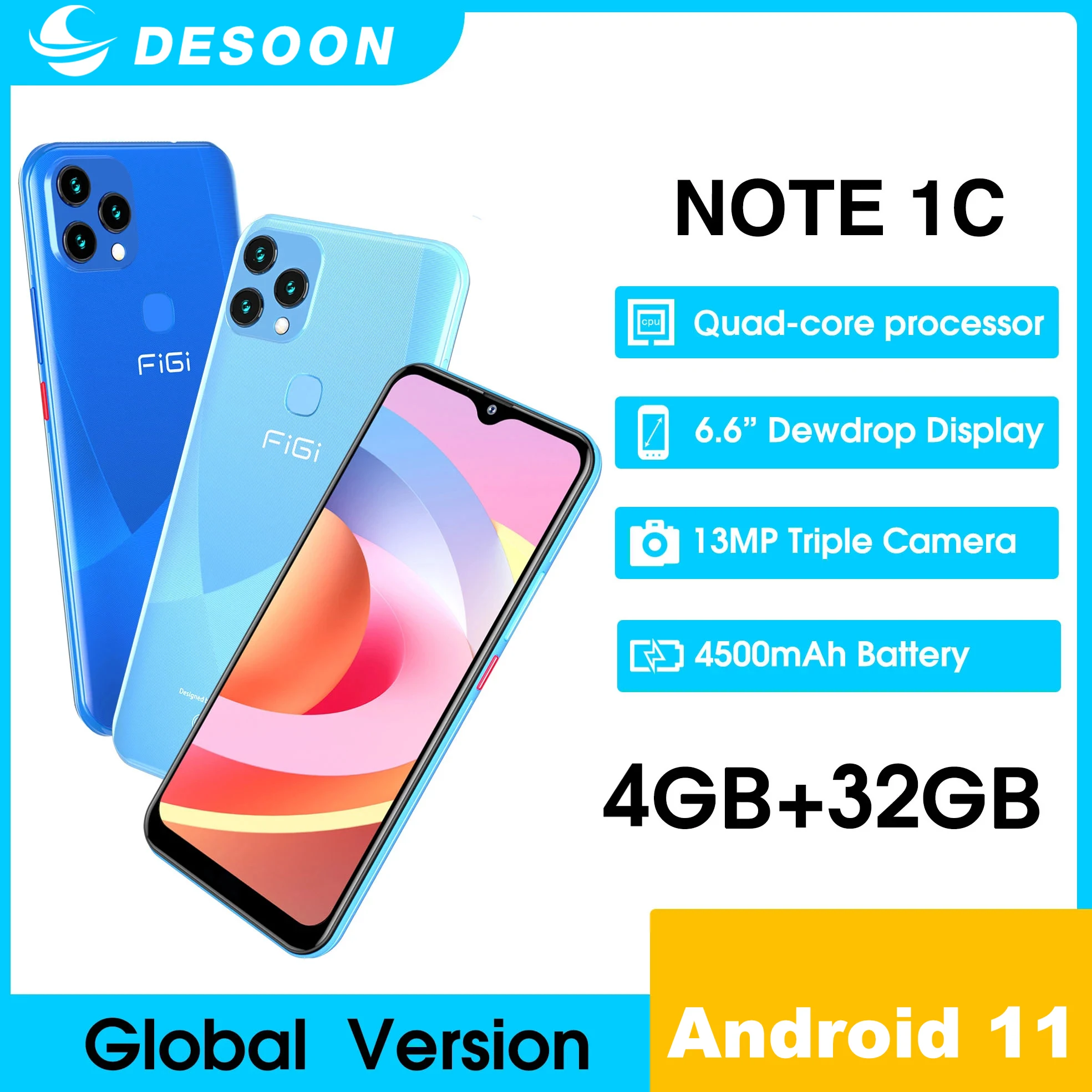 

FIGI NOTE 1C смартфон с 5,5-дюймовым дисплеем, четырёхъядерным процессором, ОЗУ 4 Гб, ПЗУ 32 ГБ, 13 МП, 6,6 мАч