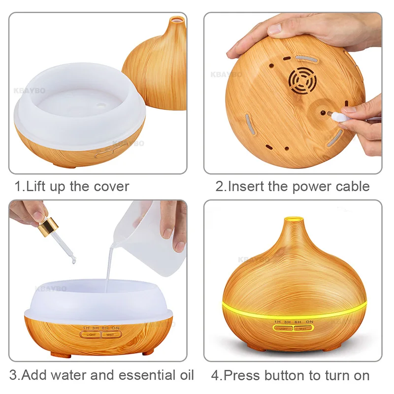 

550ML Remote Control Ultrasonic Air Humidifier Essential Oil Diffuser Aroma Lamp Aromatherapy Electric Aroma Diffuser Mist Maker