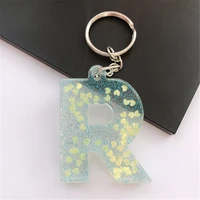1pc keyring english letter keychain 26 english word glitter resin a to z handbag charms for woman