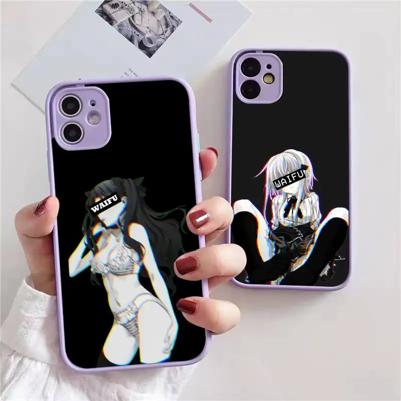 

Чехол для телефона Hentai в стиле аниме Харадзюку для iphone 13, 12, 11, xr, xs, x, 7, 8 pro max, светло-фиолетовый мягкий силиконовый прозрачный чехол из ТПУ