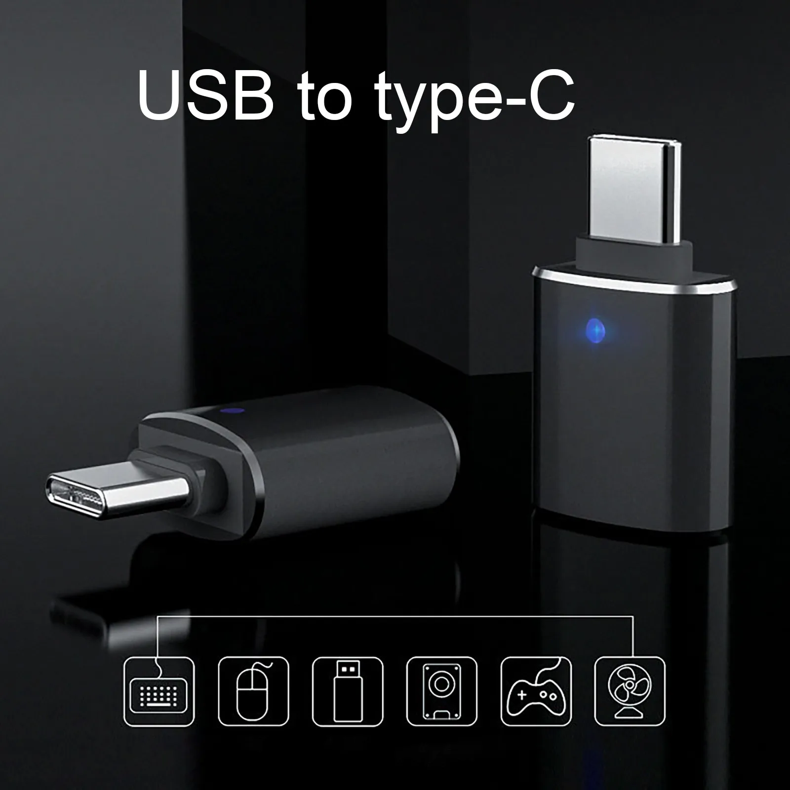 Type C Android OTG data головка со светом адаптер переходник USB Женский к Male световым