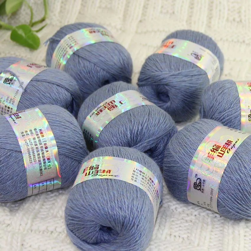 

Sale New Luxurious Soft 8Balls x 50gr Mongolian Pure Cashmere Knitting Wool Hand Crochet Yarn Gray Denim Blue 233-638-8