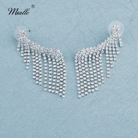 miallo fashion long chain rhinestone tassel earrings for women accessories silver color drop earrings 2020 trendy jewelry gifts
