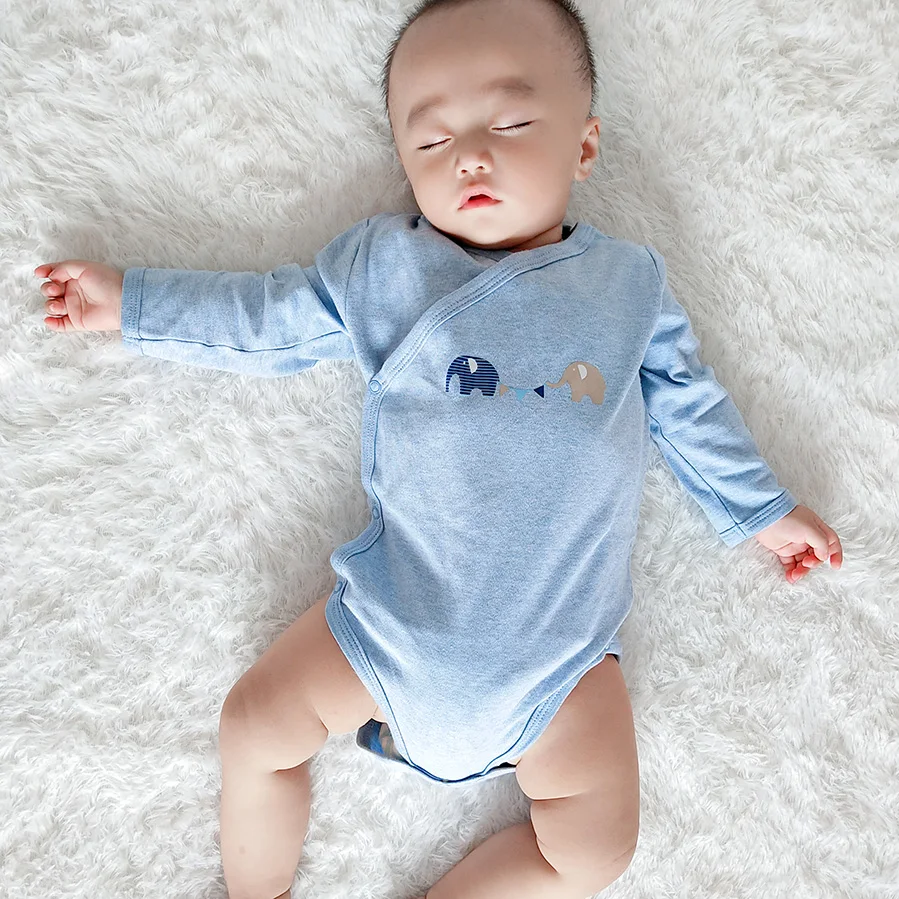 Комбинезон детский унисекс хлопок с длинным рукавом боковой застежкой | Мать и