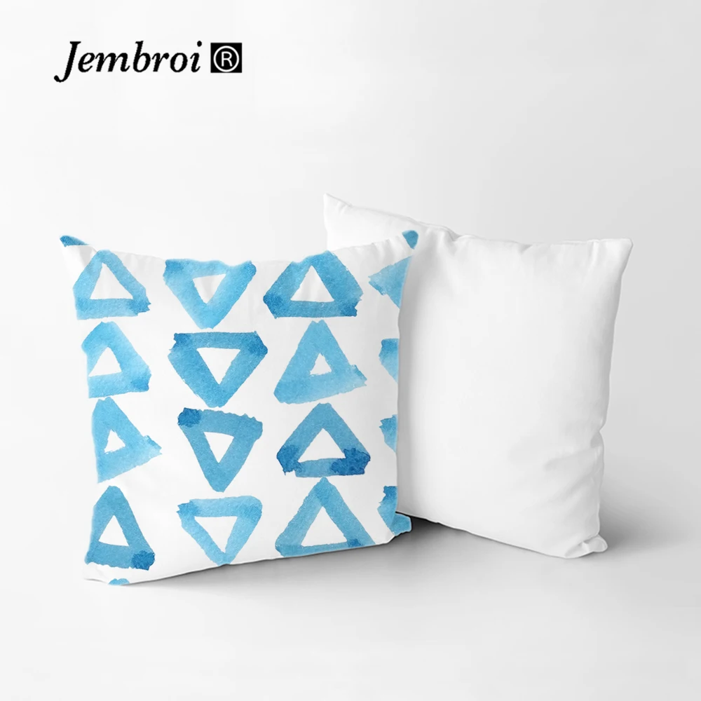 Чехол для подушки Watercoloer Blue с геометрическим дизайном в полоску горошек цветком
