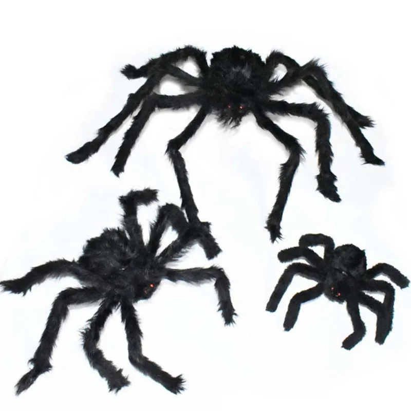 

30/50/75cm Halloween Big Black Plush Spider Kids Tricky Toys Hauted House Horror Props Spider Prank Halloween Party Supplies