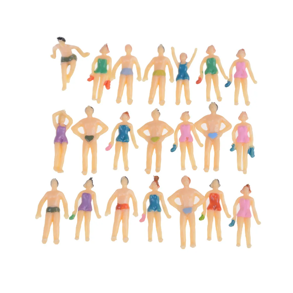 

Миниатюрные поделки для плавания, полимерные настольные игрушки, модель 1:75, разрисованные пляжные люди, миниатюры, подарок, 20 шт.