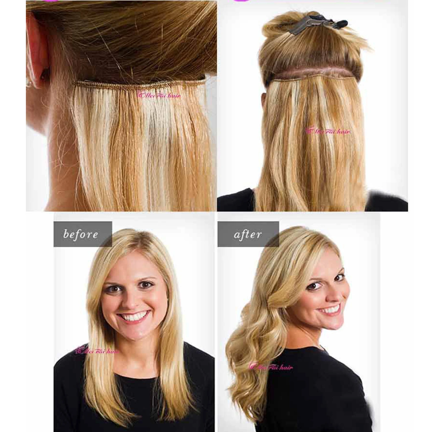 

Long Straight Wavy 5 Clip In Hair Extensions 3/4 Full Head Hairpieces Synthetic Natural Black Brown Ombre Fake Hair