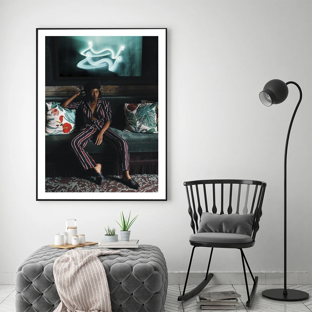 

Modern Fashion Posters Prints Vintage Green Neon Man Canvas Painting Juice Wall Art Pictures For Living Room Bedroom Home Decor