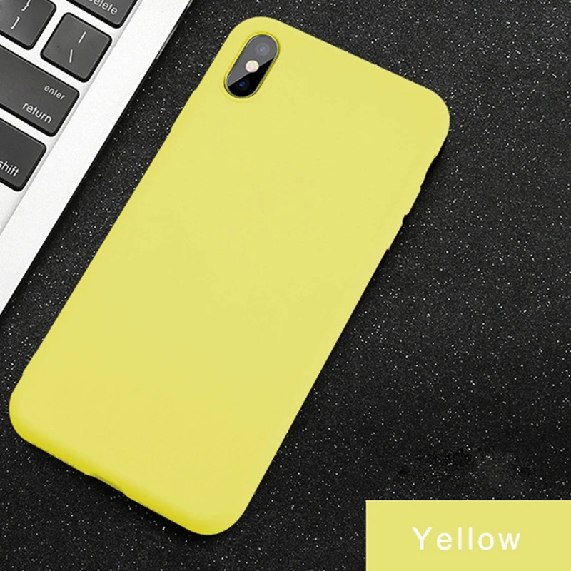Yellow Роскошный тонкий мягкий официальный силиконовый чехол для iphone 7 8 6S 6 Plus X XS 11 Pro Чехол для MAX XR для Apple iphone X 10 чехол Coque - Цвет: Yellow