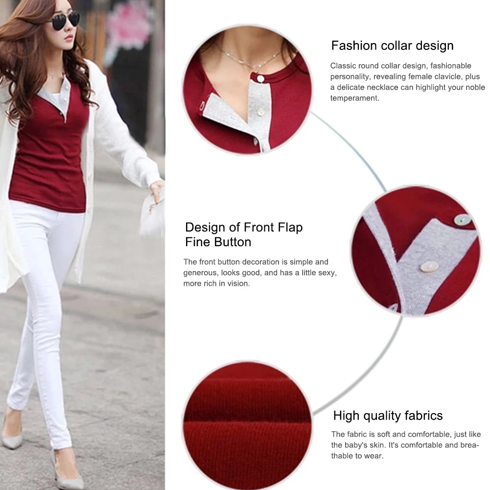 Модная зеленая и красная женская тонкая футболка с v образным вырезом длинным