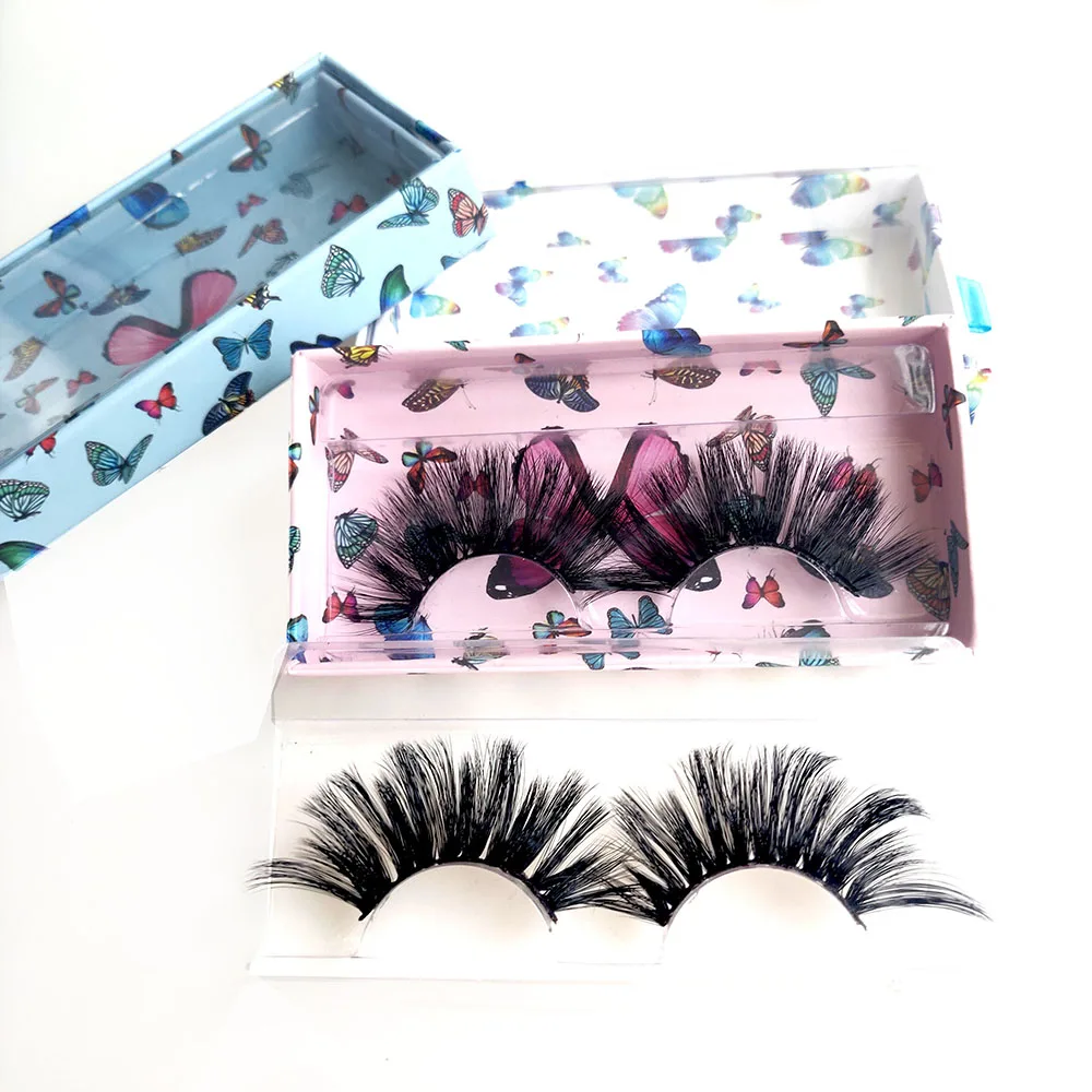 Can Be Wholesale Customized Handmade 5D Chemical Fiber Series False Eyelashes 25mm Long Beauty Makeup Tools Natural Slim New Box