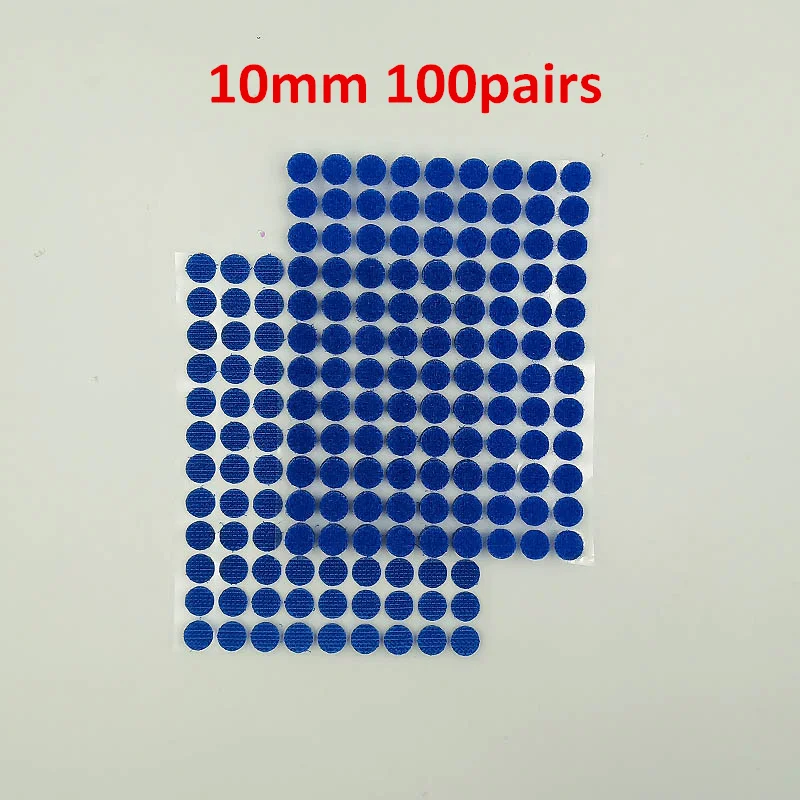 Blue 100pairs 10mm 100 пар Самоклеящиеся Застежки лента 10/15/20/25/30 мм сильный клей точки Стикеры крюк и петля; цвет белый, черный; Круглый Монеты нейлоновая лента - Цвет: Blue 100pairs 10mm