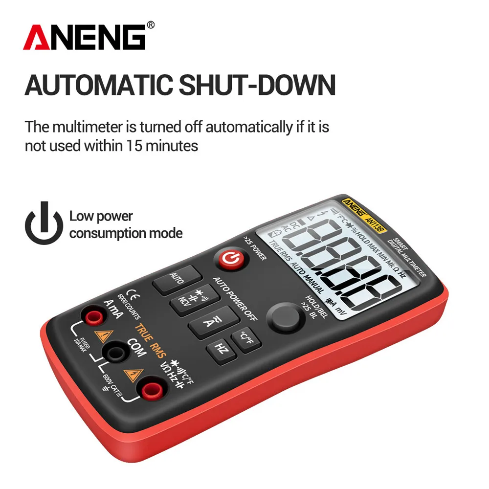 ANENG AN113B Digital Multimeter True RMS with Temperature Tester 6000 Counts Auto-Ranging AC/DC Transistor Voltage Meter | Инструменты