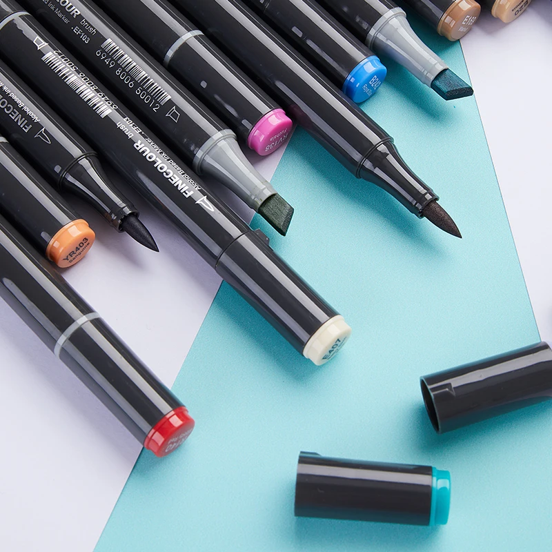 Finecolour EF103 художественный маркер 240 цветов профессиональный двойной наконечник Мягкая головка кисти спиртовые чернила масляные маркеры Комический дизайн товары для рукоделия