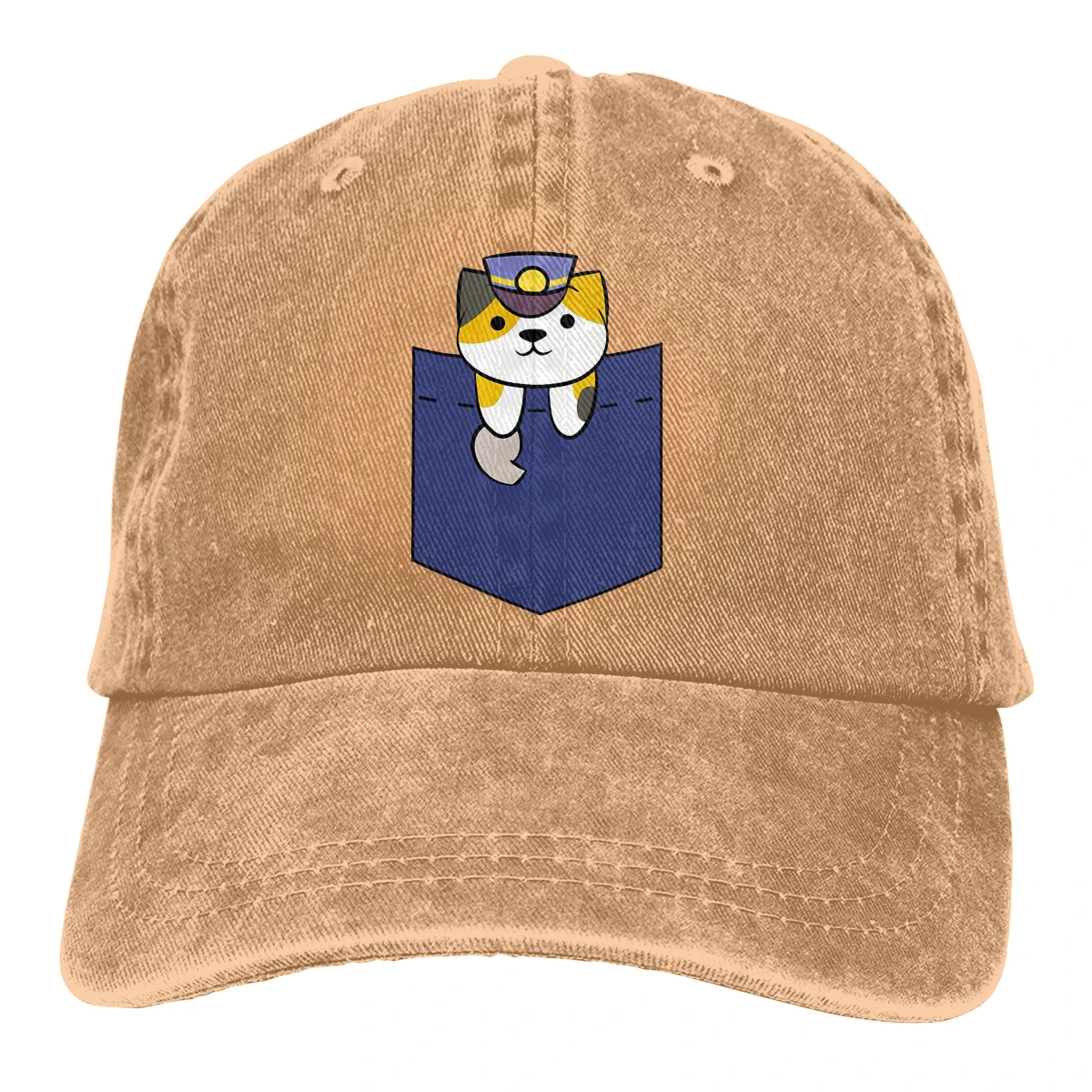 

Adjustable Solid Color Baseball Cap Conductor Whiskers Pocket Washed Cotton Collector Games Sports Woman Hat