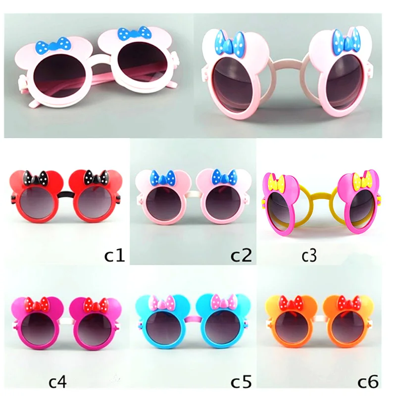 

Mickey Children's Spectacles Bowknot Glasses Baby Flip Shade Sunglasses New Minnie Cute Cartoon Mickey Mouse Flat Eyeglasses