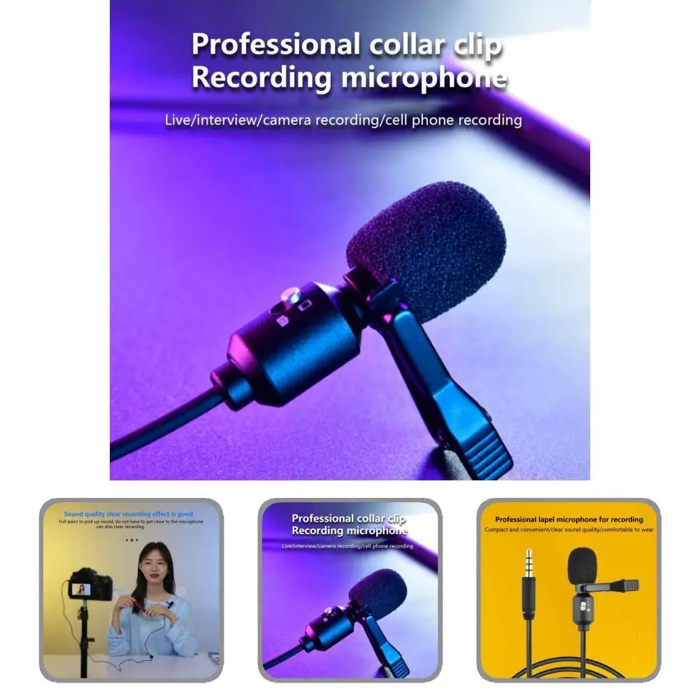 

Миниатюрный портативный конденсаторный микрофон с шумоподавлением, проводной профессиональный петличный микрофон с зажимом для записи ви...