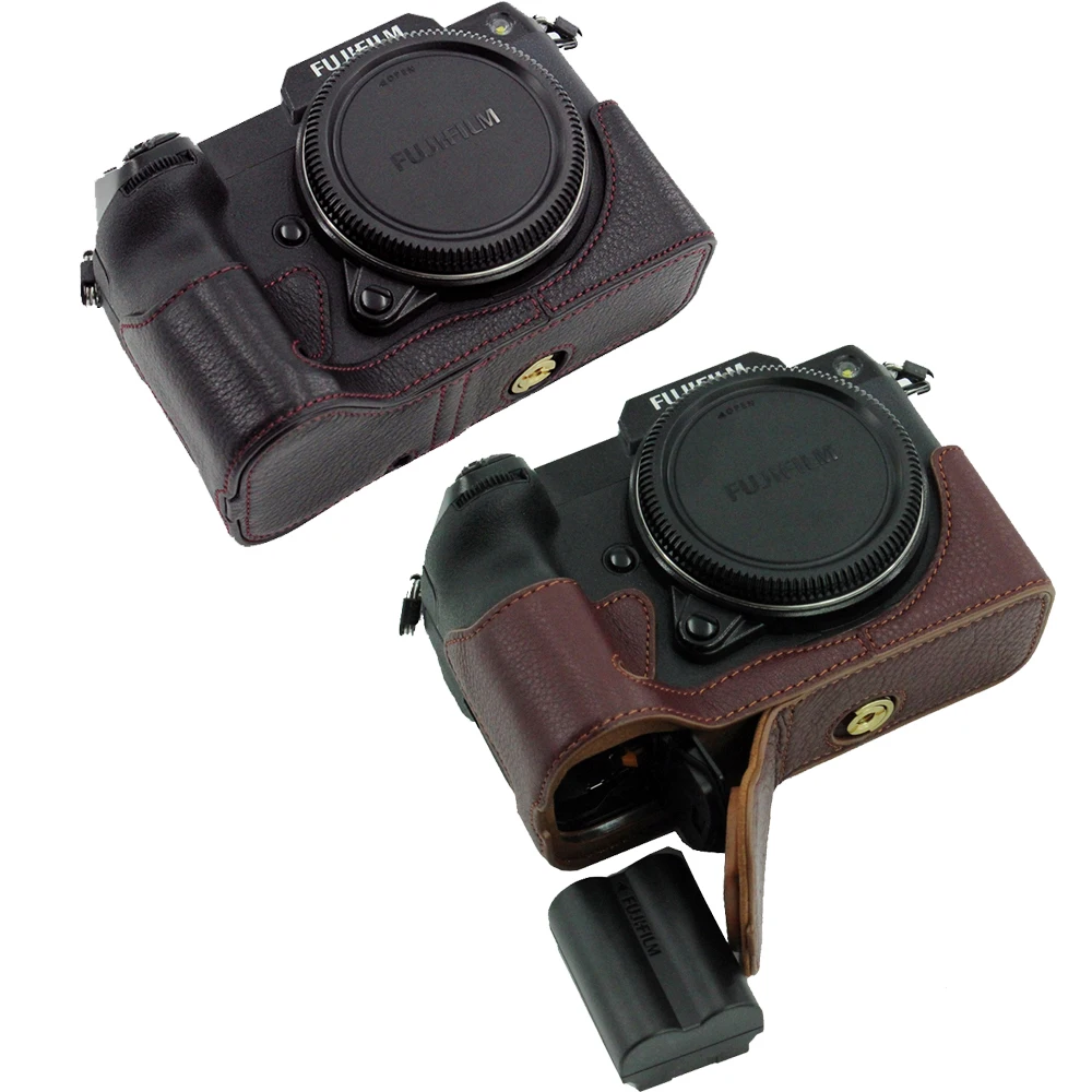 

FUJI GFX100S Case Real Genuine Leather Camera Case Bag half Body For Fujifilm GFX100S With Battery Opening
