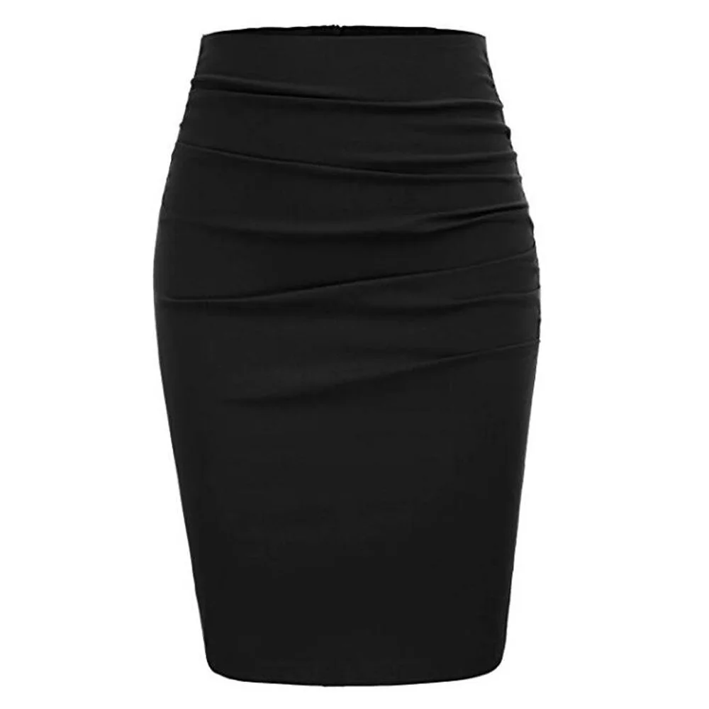 Женская юбка с высокой талией черная Повседневная офисная для работы