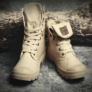 Новые весенне-осенние модные мужские ботинки Martin с высоким берцем, повседневные парусиновые мотоциклетные ботинки на плоской подошве, ботильоны со шнуровкой, армейские ботинки