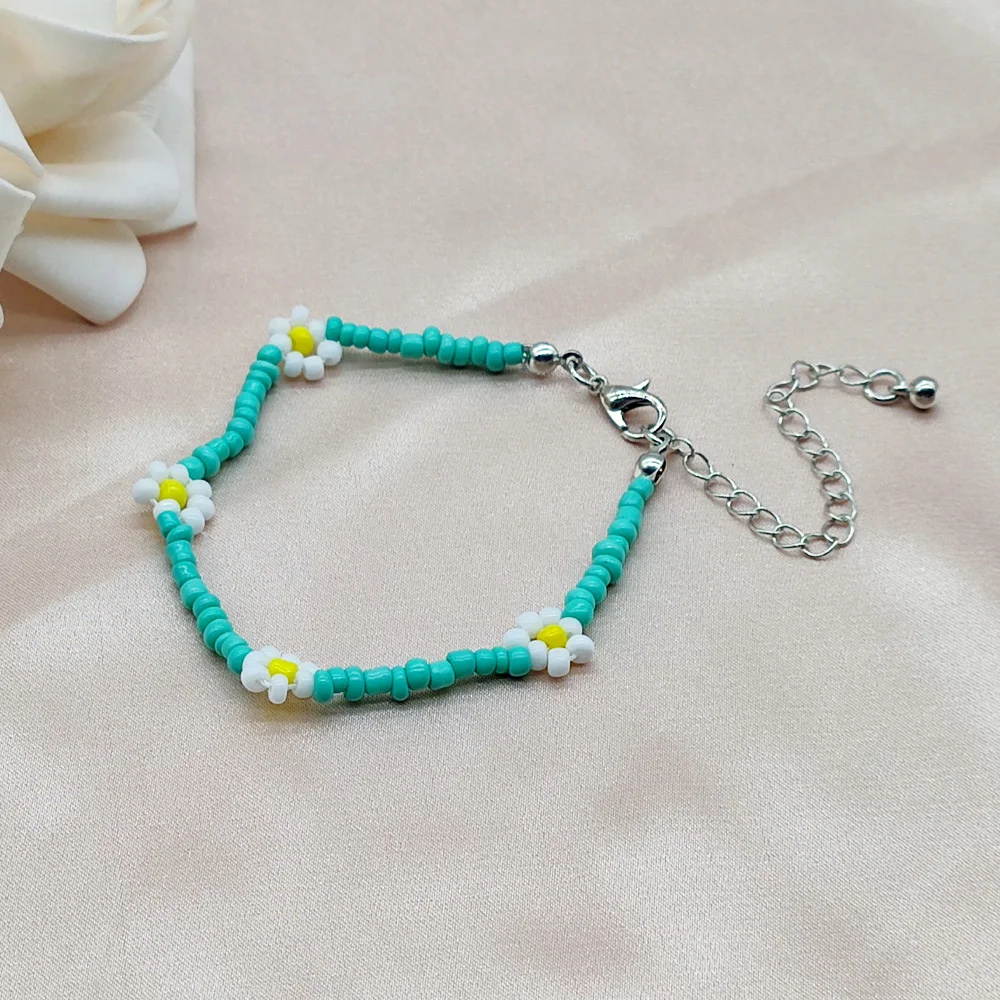 Корейский браслет Wgoud с бусинами маргаритками и цветами новый милый богемный