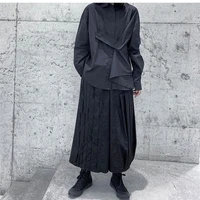 ladies pant skirt casual pants wide leg pants spring and autumn new dark pleated design youth fashion trend versatile pants