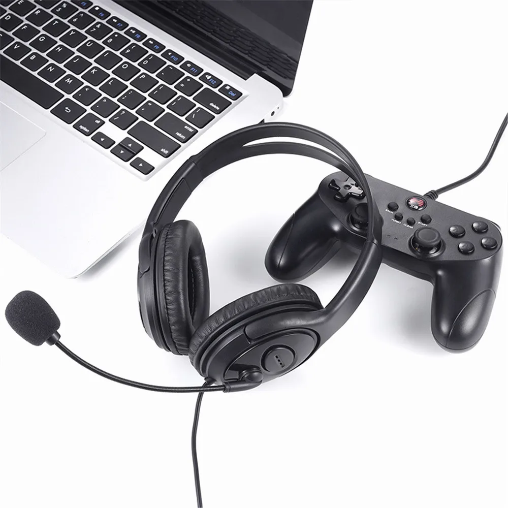 usb gaming headset adjustable wired computer headphones with microphone music gamer earphones for laptop pc skype office free global shipping