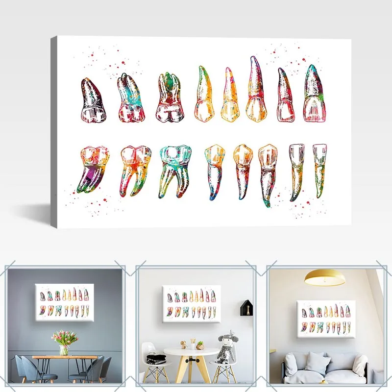 

No Frame Canvas Painting Teeth Diagram Poster and Print Wall Art Picture for Living Room Home Decoration