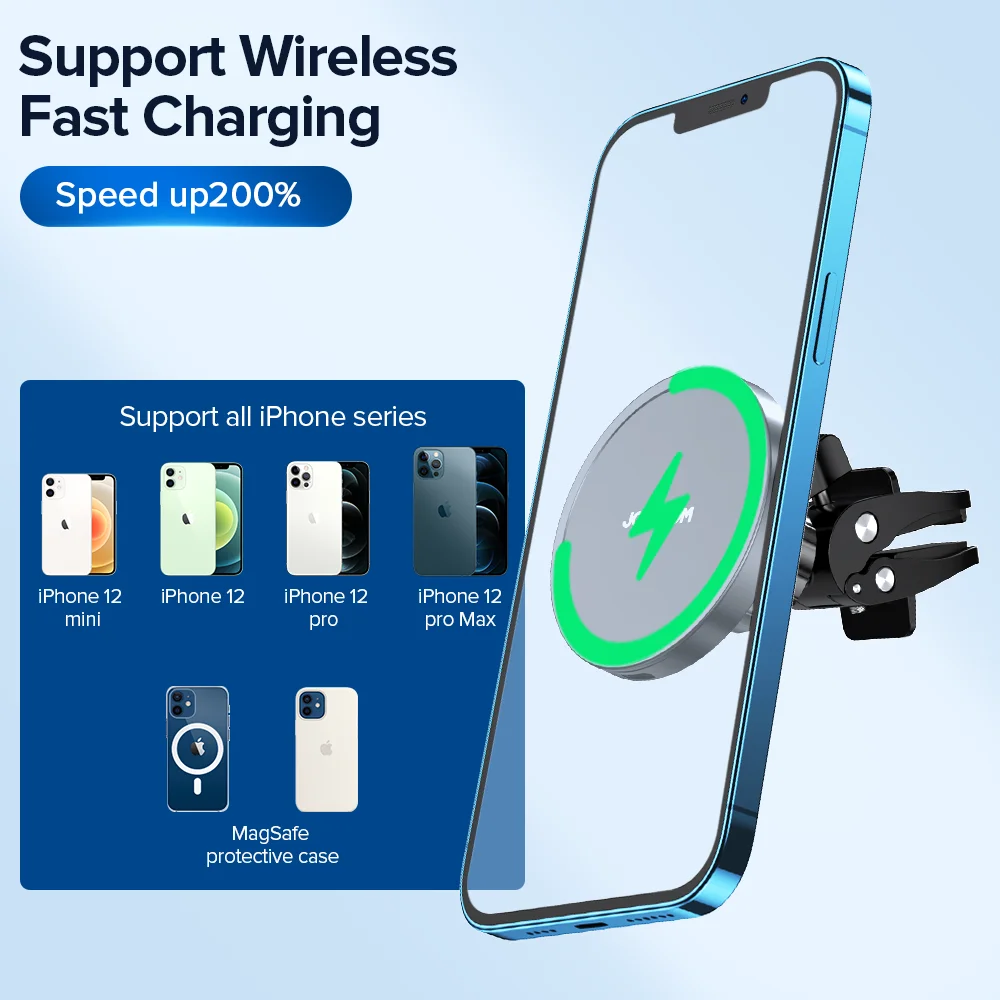 joyroom15w qi magnetic car wireless charger phone holder for iphone 12 pro max wireless charging car phone holder for iphone 12 free global shipping
