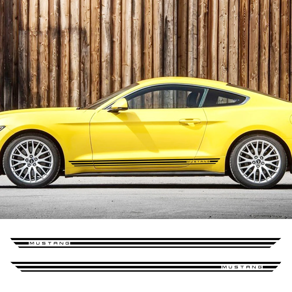 

2Pcs For Ford Mustang Car Side Door Stickers Sports Styling Decoration Auto Vinyl Film Automobile Decals Car Tuning Accessories