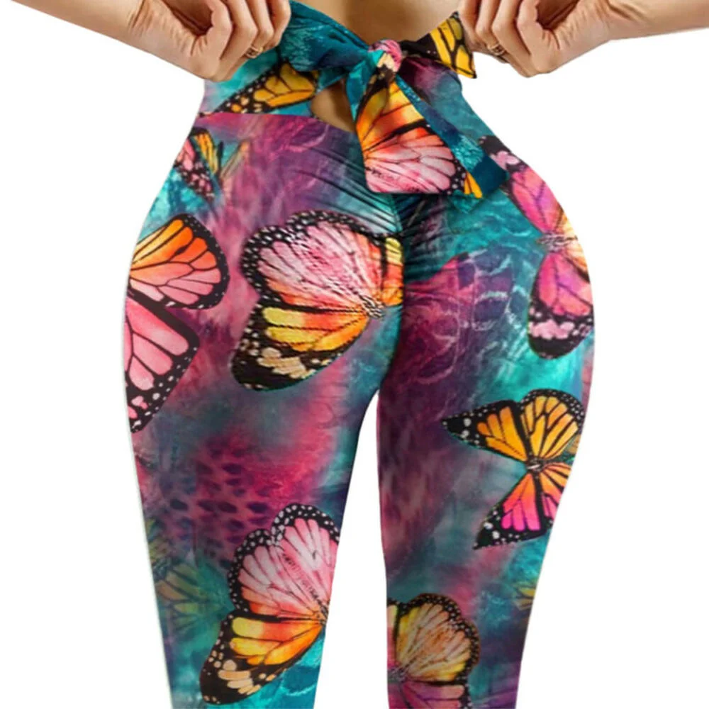 

Womens Printed Yoga Trouser Sports Summer Gym High Waist Pants Active Bottoms