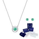 Блестящее роскошное зеленое ожерелье и серьги для пирсинга