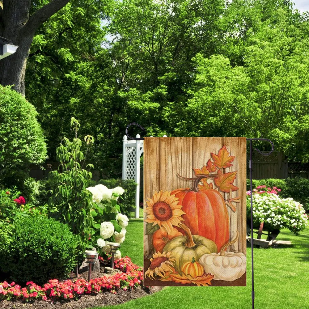 

Outdoor Welcome Courtyard Thankgiving Linen Flag Garden Gnomes Banner Pumpkin Digital Heat Transfer Banners Supplies Home Decor