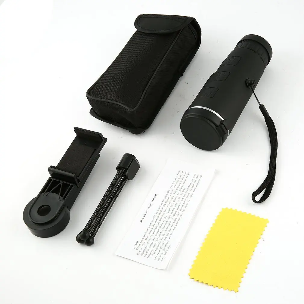 

40X60 Monocular Telescope Wide Angle Night Prism Scope With Compass Phone Clip Tripod Outdoor Portable Telescope