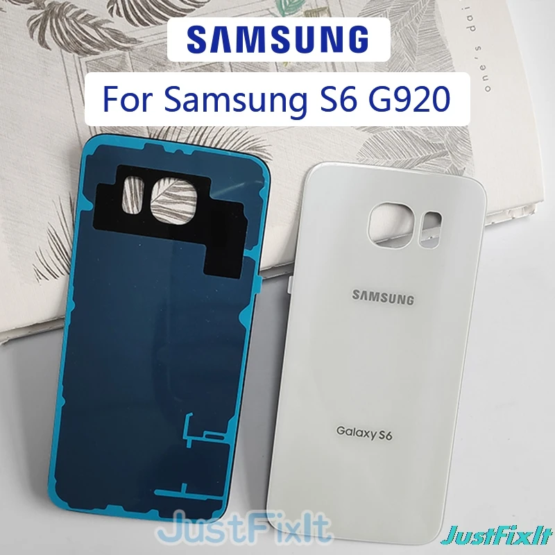 Для SAMSUNG Galaxy S6 G920 G920F Задняя крышка батареи Дверь стеклянная корпуса чехол замена