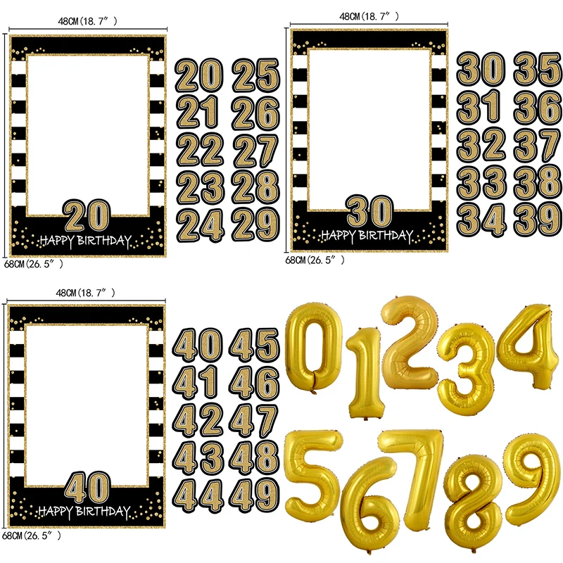 40th вечерние поставки на день рождения Photo Booth рамки для взрослых церемоний и детей