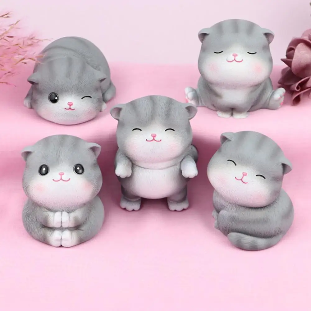 

Cartoon Cat Resin Miniature Figurine Micro Landscape Garden Car Dashboard Decor
