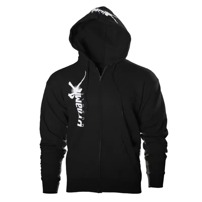 Черный Thin Fitness Black Hooded Sweatshirt Big Pocket Bodybuilding Hoodies Men Gym Sweatshirt For Men Zipper Long Sleeve Hoodies - Цвет: Черный