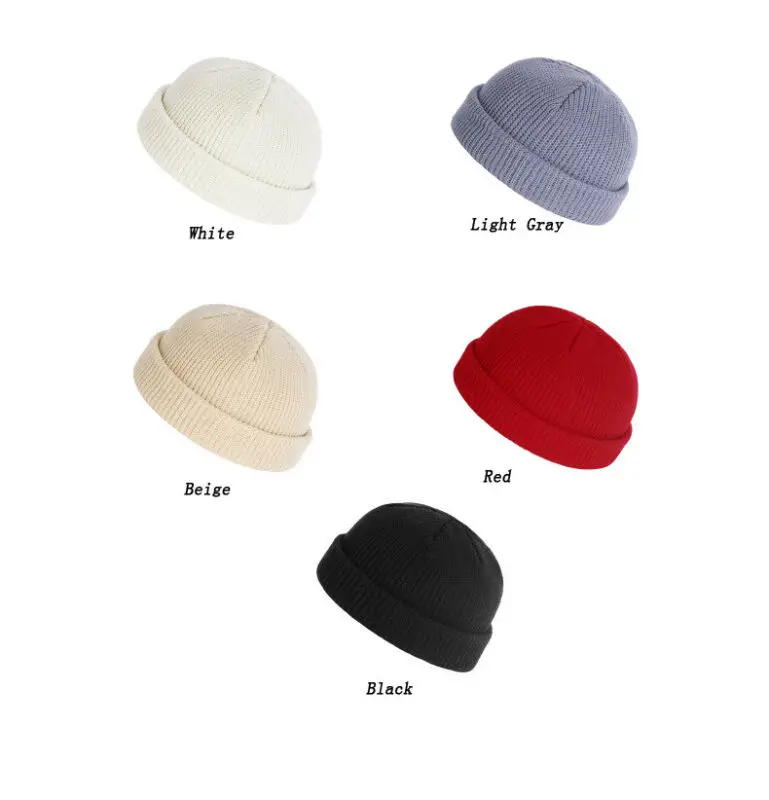 Однотонная шапка унисекс осенне зимняя шерстяная мягкая теплая вязаная кепка