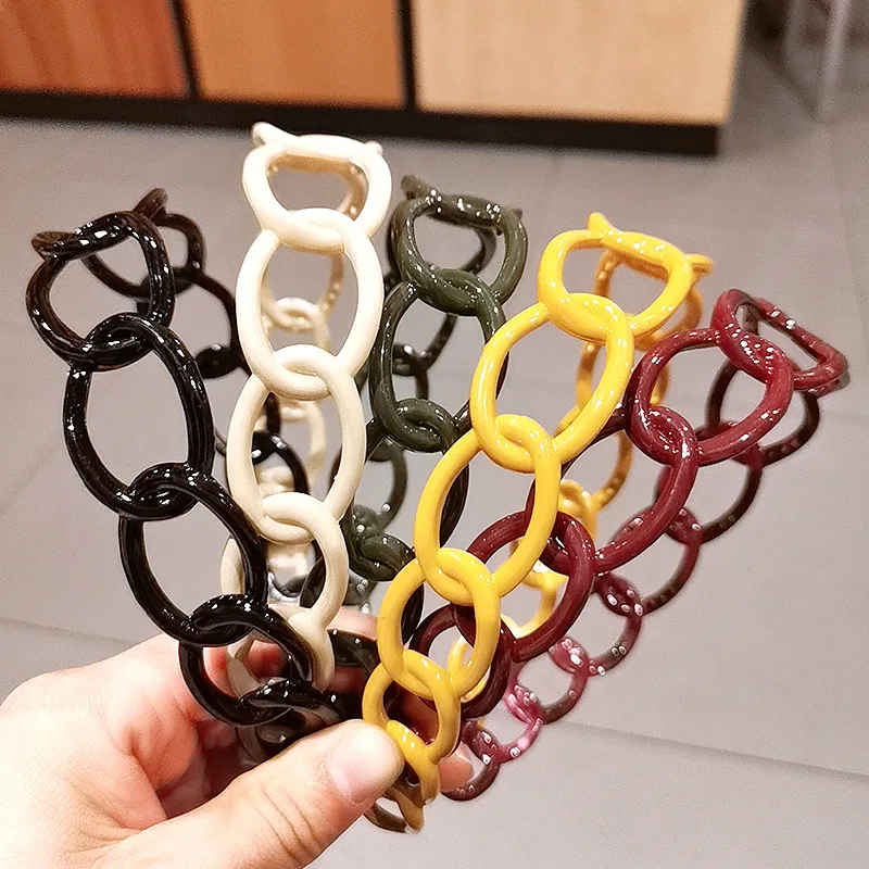 

New Fashion Creative Colored paint chain wide side headband Women girls hair Accessories Headdress Gift 2021